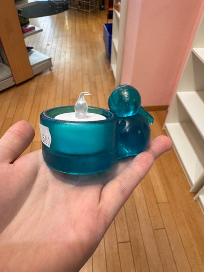 Teelicht türkis Hase aus Epoxidharz